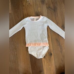 Girls two piece long sleeved ruffle butts bathing suit